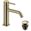 SANYCCES Rubinetto per lavabo a canna bassa getto laminare cristallino LOOP oro spazzolato lucido SANYCCES