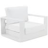 NATERIAL Poltrona da giardino con cuscino bianco e braccioli Lagun NATERIAL, struttura in alluminio seduta in textilene bianco, L 85 x H 80 x P 85 cm