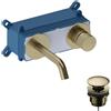 SANYCCES Rubinetto per lavabo a canna media getto laminare cristallino Loop K oro spazzolato lucido SANYCCES