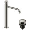 SANYCCES Rubinetto per lavabo collo alto Loop K nichel spazzolato lucido SANYCCES con piletta