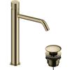 SANYCCES Rubinetto per lavabo getto laminare cristallino Loop K oro spazzolato lucido SANYCCES