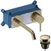 SANYCCES Rubinetto per lavabo a canna media getto laminare cristallino LOOP oro spazzolato lucido SANYCCES