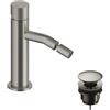 SANYCCES Rubinetto per bidet getto laminare cristallino LOOP K SANYCCES argento spazzolato con piletta
