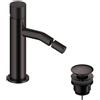 SANYCCES Rubinetto per bidet getto laminare cristallino LOOP K SANYCCES nero spazzolato con piletta