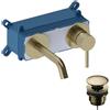 SANYCCES Rubinetto per lavabo a canna media getto laminare cristallino LOOP oro spazzolato lucido SANYCCES