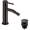 SANYCCES Rubinetto per bidet getto laminare cristallino LOOP SANYCCES nero spazzolato con piletta
