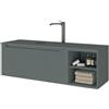 MADERO Mobile da bagno sospeso sotto lavabo Madero Kimono L 110.5 x H 46 x P 46 cm blu cannettato laccato, 1 cassetto