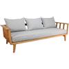 NATERIAL Divano da giardino con cuscino grigio e braccioli Belem NATERIAL da 3 posti, struttura in teak seduta in teak marrone, L 221 x H 83 x P 76 cm