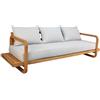 NATERIAL Divano da giardino con cuscino grigio e braccioli Equateur NATERIAL da 3 posti, struttura in teak seduta in teak marrone, L 83 x H 83 x P 83 cm