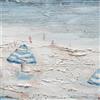 BUBOLA&NAIBO Dipinto su tela Ombrelloni, azzurro, bianco 150 x 65 cm