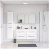 SENSEA Mobile bagno sospeso con lavabo L 121 x H 53.7 x P 47.5 cm bianco opaco 4 cassetti per doppia vasca Perla