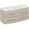SENSEA Mobile bagno sospeso con lavabo L 121 x H 53.7 x P 47.5 cm rovere chiaro 4 cassetti per doppia vasca Perla