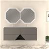 BADEN HAUS Mobile bagno sospeso con lavabo L 140 x H 55 x P 45.3 cm grigio nuvola per doppia vasca Vintage