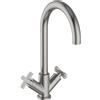 HUBER Rubinetto per lavabo getto aerato Los Angeles nichel spazzolato satinato HUBER H 33.8 cm