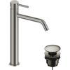 SANYCCES Rubinetto per lavabo collo alto LOOP nichel spazzolato lucido SANYCCES con piletta