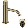 SANYCCES Rubinetto per lavabo a canna bassa getto laminare cristallino Loop K oro spazzolato lucido SANYCCES