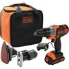 BLACK + DECKER Set di 2 elettroutensili a batteria BLACK + DECKER MT218S1A-QW 1 batteria 1.5 Ah