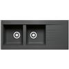 DELINIA Lavello integrato 2 vasche in resina nero DELINIA Scirocco L 50 x L 116 cm, reversibile