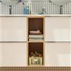 SENSEA Mobile bagno sospeso con lavabo e organizer per cosmetici, top incluso L 120 x H 55 x P 45 cm bianco e miele in truciolare 4 cassetti per doppia vasca Modern