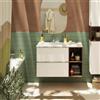 SENSEA Mobile bagno sospeso con lavabo e organizer per cosmetici, top incluso L 80 x H 55 x P 45 cm bianco e noce in truciolare 2 cassetti per vasca a sinistra Modern