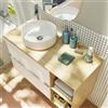 SENSEA Mobile bagno sospeso con lavabo e organizer per cosmetici, top incluso L 100 x H 55 x P 45 cm bianco e miele in truciolare 2 cassetti per vasca centrale Modern