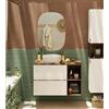 SENSEA Mobile bagno sospeso con lavabo e organizer per cosmetici, top incluso L 80 x H 55 x P 45 cm bianco e noce in truciolare 2 cassetti per vasca centrale Modern
