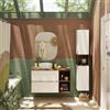 SENSEA Mobile bagno sospeso con lavabo e organizer per cosmetici, top incluso L 100 x H 55 x P 45 cm bianco e noce in truciolare 2 cassetti per vasca centrale Modern