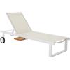 NATERIAL Lettino senza cuscino NATERIAL in alluminio bianco e seduta beige