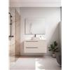 VISOBATH Mobile da bagno sospeso sotto lavabo L 100 x H 55 x P 39.5 cm grigio perla laccato opaco, 2 cassetti VISOBATH Mia