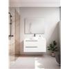 VISOBATH Mobile da bagno sospeso sotto lavabo L 100 x H 55 x P 39.5 cm bianco laccato opaco, 2 cassetti VISOBATH Mia