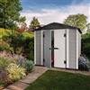 GAROFALO Casetta da giardino in PVC antracite 1.8 x 1.8 m, superficie esterna 3.98 m² e spessore parete 20 mm, con pavimento porta a due ante, GAROFALO Greeny L