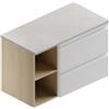 Leroy Merlin Mobile da bagno sospeso Pull con top a destra L 90 x H 56.2 x P 46.5 cm bianco e rovere naturale, 2 cassetti