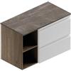 Leroy Merlin Mobile da bagno sospeso Pull con top a destra L 90 x H 56.2 x P 46.5 cm bianco e rovere cotto, 2 cassetti