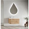 Leroy Merlin Mobile bagno sospeso con lavabo L 100 x H 50.5 x P 40 cm rovere oro in mdf cannettato , 1 anta 2 cassetti per vasca centrale Portofino