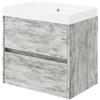 Leroy Merlin Mobile bagno sospeso con lavabo Portofino L 60 x H 50.5 x P 40 cm Grigio Antico in mdf con effetto legno 2 cassetti per vasca centrale