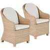 NATERIAL Poltrona da giardino con cuscino beige e braccioli Medena NATERIAL da 2 posti, struttura in alluminio beige seduta in rattan sintetico beige, L 63 x H 90 x P 70 cm, set da 2 pezzi