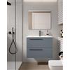 VISOBATH Mobile da bagno sospeso sotto lavabo L 70 x H 55 x P 45 cm blu laccato opaco, 2 cassetti VISOBATH Mia