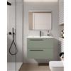 VISOBATH Mobile da bagno sospeso sotto lavabo L 70 x H 55 x P 45 cm verde laccato opaco, 2 cassetti VISOBATH Mia