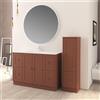 BADEN HAUS Mobile bagno da terra con lavabo HAMPTON L 120 x H 86 x P 46 cm terracotta, bianco lucido, bronzo in mdf effetto legno per vasca centrale