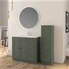 BADEN HAUS Mobile bagno da terra con lavabo HAMPTON L 90 x H 86 x P 46 cm verde opaco, bianco lucido, bronzo in mdf effetto legno per vasca centrale