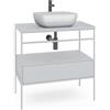 MADERO Mobile bagno da terra con lavabo Outline L 100 x H 92 x P 45.5 cm Bianco per vasca centrale con 1 cassetto