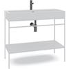 MADERO Mobile bagno da terra con lavabo mensola laccato bianco opaco e porta asciugamani l.100*h.77*p.45,5cm.