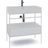 MADERO Mobile bagno da terra con lavabo e 1 cassetto, struttura e porta asciugamani laccato bianco opaco L 100 x H 89 x P 45.5 cm per vasca centrale Outline