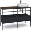 MADERO Mobile bagno da terra con lavabo L 120 x H 92 x P 45.5 cm nero e marrone 2 cassetti per vasca dx Outline