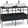 MADERO Mobile bagno da terra con lavabo L 120 x H 92 x P 45.5 cm nero 2 cassetti per doppia vasca Outline
