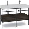 MADERO Mobile bagno da terra con lavabo e porta asciugamano L 120 x H 89 x P 45.5 cm nero 2 cassetti per doppia vasca Outline