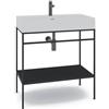 MADERO Mobile bagno da terra con lavabo e porta asciugamani L 80 x H 89 x P 45.5 cm nero per vasca centrale Outline