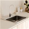 DELINIA Set Lavello Eleki in inox 48 cm e Miscelatore Eleki bianco