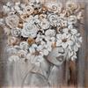 BUBOLA&NAIBO Dipinto su tela Fiori viso, grigio 100 x 100 cm