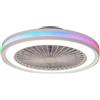 MANTRA Ventilatore da soffitto LED Gamer con pale invisibili trasparenti, struttura bianca, ø 46.6 cm, silenzioso con telecomando MANTRA